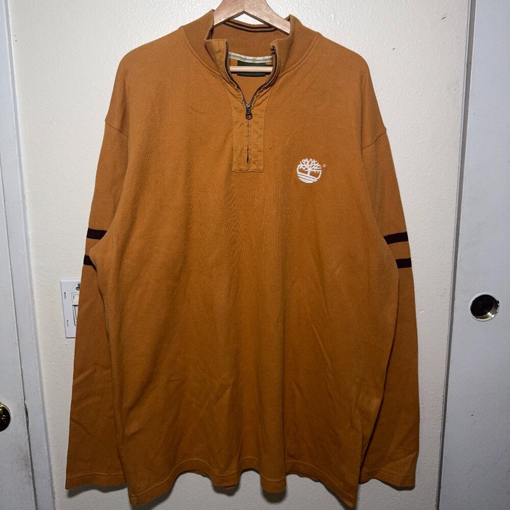 Timberland Men’s Brown Quarter‑Zip Pullover – XL